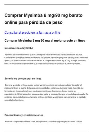 Donde Comprar Mysimba 8 Mg 90 Mg Barato Online Y Como Se Utiliza Para La Perdida De Peso
