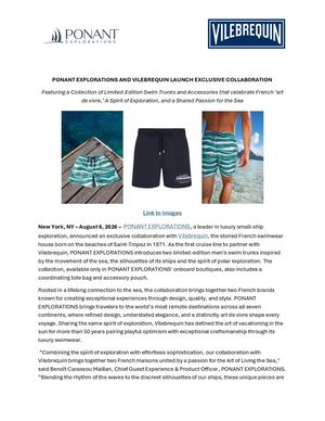 Ponant Explorations And Vilebrequin Announce Exclusive Collaboration Aug2026