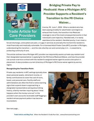 Trade Article And Blog Bridging Private Pay To Medicaid
