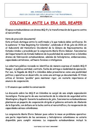 Colombia Ante La Era Del Reaper