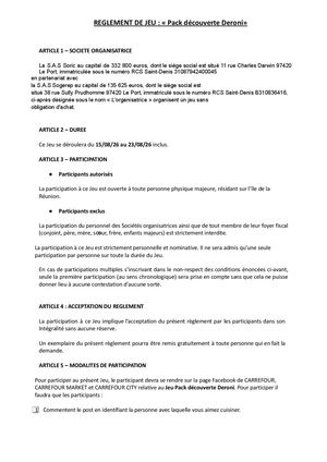 Reglement Jeu Pack Deroni Docx