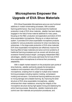 Microspheres Empower The Upgrade Of Eva Shoe Materials