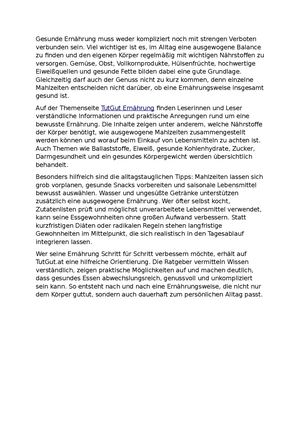 Tutgut Ernährung