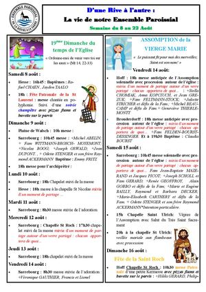 Bulletin Estival Du 8 Au 22 Aout 2026
