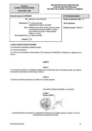 DP 26 Q 0184 - Arrêté