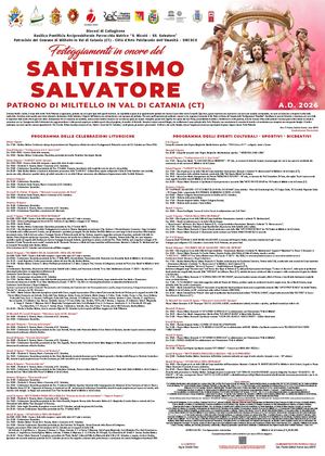 Programma Liturgico e Ricreativo Festeggiamenti in onore del Santissimo Salvatore, Patrono di Militello in Val di Catania (CT) A.D. 2026