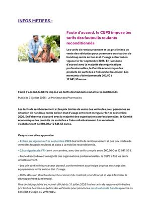 S32 Le Ceps Impose Les Tarifs Des Fauteuils Roulants Reconditionnés