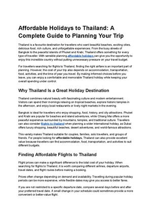 Affordable Holidays to Thailand: A Complete Guide to Planning Your Trip