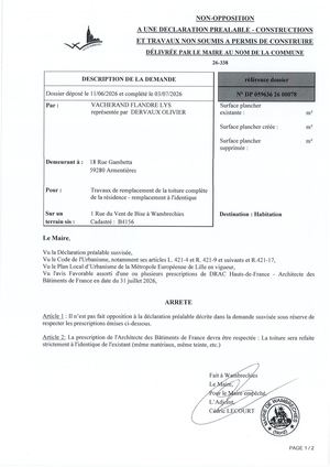 Arrêté 26 338 1 Rue Du Vent De Bise