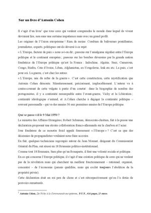 Sur Le Travail D'Antonin Cohen