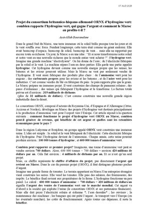 Projet Du Consortium Britannico Hispano Allemand Ornx D’hydrogène Vert Combien Rapporte L’hydrogène Vert, Qui Gagne L’argent Et Comment Le Maroc En Profite T Il