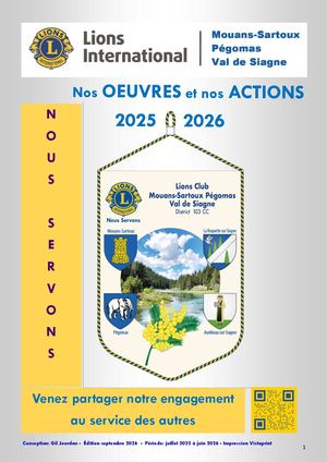 Revue 2025 2026 Lions Club Mouans-Sartoux Pégomas Val de Siagne