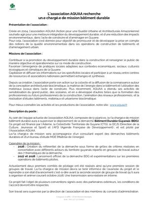 Aquaa Fiche De Poste Chargé E De Mission Bâtiment Durable