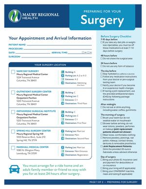 Scheduling Handout | Surgery