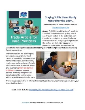 Immobility Positioning Blog Post Trade Article