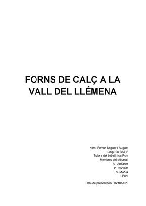 2021 -Forns De Calç A La Vall De Llémena