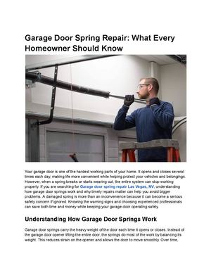 Garage door spring repair Las Vegas, NV