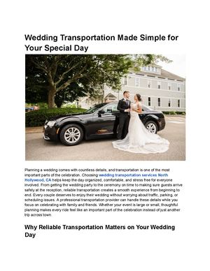 wedding transportation services North Hollywood, CA