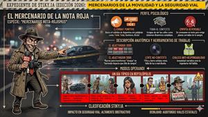 Personajes Del Universo De Los Mercenarios De La Movilidad Y La Seguridad Vial Periodista por Stiky.IA 2026