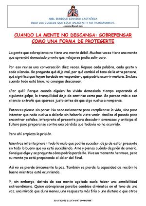Cuando La Mente No Descansa