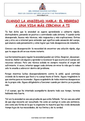 Cuando La Ansiedad Habla
