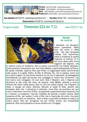 Avvisi Parrocchiali dal 9 AL 16 Agosto 2026 - 19ª Domenica Del Tempo Ordinario 2026