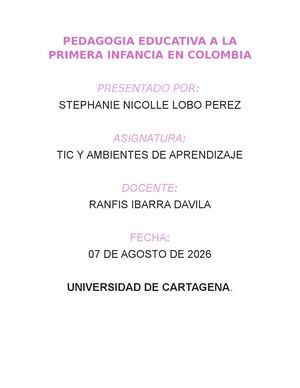 Pedagogia Educativa A La Primera Infancia En Colombia Stephanie