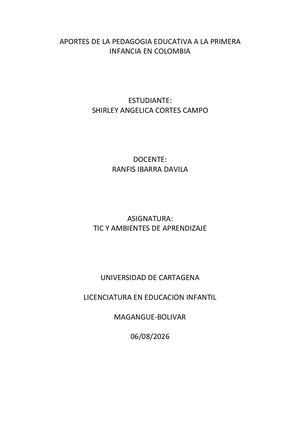 Aportes De La Pedagogia Educativa A La Primera Inf
