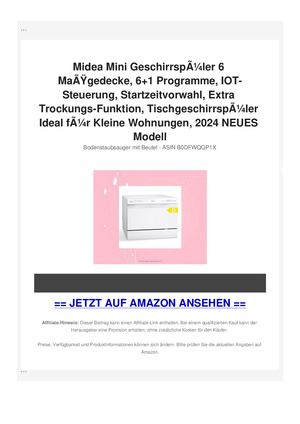 Midea Mini GeschirrspÃƒÂ¼ler 6 MaÃƒÂŸgedecke, 6+1 Programme, IOT-Steuerung, Startzeitvorwahl, Extra Trockungs-Funktion, TischgeschirrspÃƒÂ¼ler Ideal fÃƒÂ¼r Kleine Wohnungen, 2024 NEUES Modell
