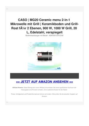 CASO | MG20 Ceramic menu 2-in-1 Mikrowelle mit Grill | Keramikboden und Grill-Rost fÃƒÂ¼r 2 Ebenen, 900 W, 1000 W Grill, 20 L, Edelstahl, verspiegelt