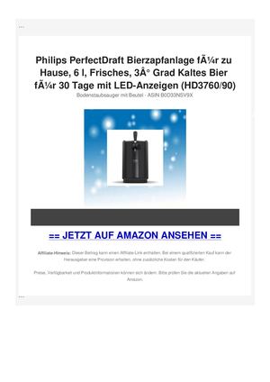 Philips PerfectDraft Bierzapfanlage fÃƒÂ¼r zu Hause, 6 l, Frisches, 3Ã‚Â° Grad Kaltes Bier fÃƒÂ¼r 30 Tage mit LED-Anzeigen (HD3760/90)