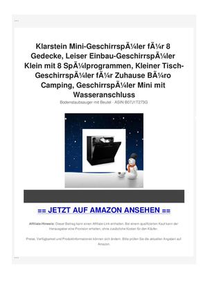Klarstein Mini-GeschirrspÃƒÂ¼ler fÃƒÂ¼r 8 Gedecke, Leiser Einbau-GeschirrspÃƒÂ¼ler Klein mit 8 SpÃƒÂ¼lprogrammen, Kleiner Tisch-GeschirrspÃƒÂ¼ler fÃƒÂ¼r Zuhause BÃƒÂ¼ro Camping, GeschirrspÃƒÂ¼ler Mini mit Wasseranschluss