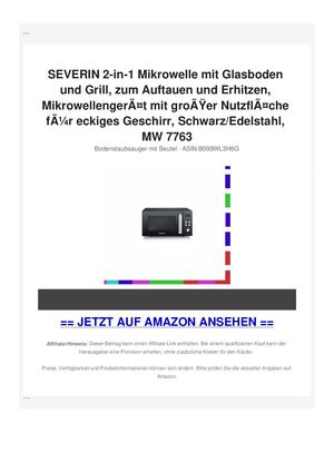 SEVERIN 2-in-1 Mikrowelle mit Glasboden und Grill, zum Auftauen und Erhitzen, MikrowellengerÃƒÂ¤t mit groÃƒÂŸer NutzflÃƒÂ¤che fÃƒÂ¼r eckiges Geschirr, Schwarz/Edelstahl, MW 7763