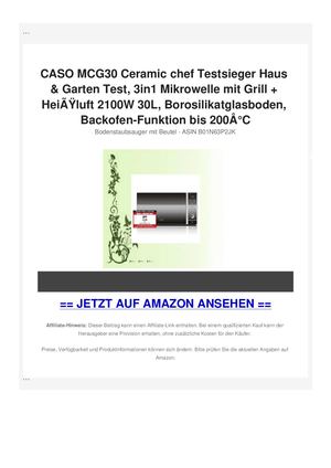 CASO MCG30 Ceramic chef Testsieger Haus & Garten Test, 3in1 Mikrowelle mit Grill + HeiÃƒÂŸluft 2100W 30L, Borosilikatglasboden, Backofen-Funktion bis 200Ã‚Â°C