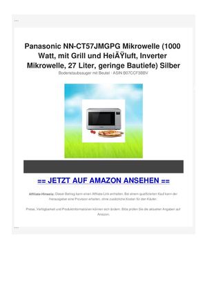 Panasonic NN-CT57JMGPG Mikrowelle (1000 Watt, mit Grill und HeiÃƒÂŸluft, Inverter Mikrowelle, 27 Liter, geringe Bautiefe) Silber