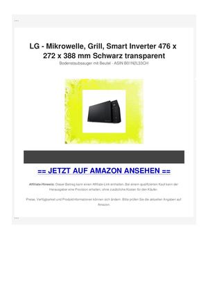 LG - Mikrowelle, Grill, Smart Inverter 476 x 272 x 388 mm Schwarz transparent