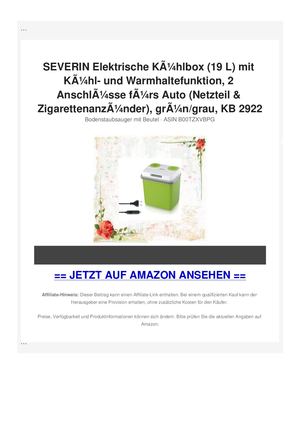 SEVERIN Elektrische KÃƒÂ¼hlbox (19 L) mit KÃƒÂ¼hl- und Warmhaltefunktion, 2 AnschlÃƒÂ¼sse fÃƒÂ¼rs Auto (Netzteil & ZigarettenanzÃƒÂ¼nder), grÃƒÂ¼n/grau, KB 2922