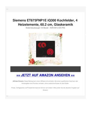 Siemens ET675FNP1E iQ300 Kochfelder, 4 Heizelemente, 60.2 cm, Glaskeramik