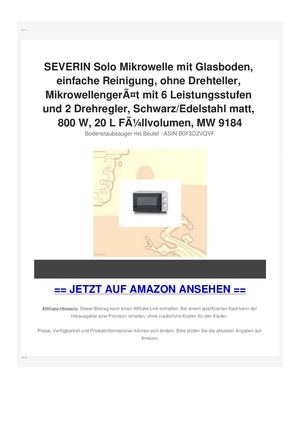 SEVERIN Solo Mikrowelle mit Glasboden, einfache Reinigung, ohne Drehteller, MikrowellengerÃƒÂ¤t mit 6 Leistungsstufen und 2 Drehregler, Schwarz/Edelstahl matt, 800 W, 20 L FÃƒÂ¼llvolumen, MW 9184