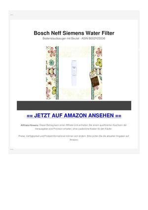 Bosch Neff Siemens Water Filter
