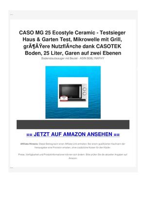 CASO MG 25 Ecostyle Ceramic - Testsieger Haus & Garten Test, Mikrowelle mit Grill, grÃƒÂ¶ÃƒÂŸere NutzflÃƒÂ¤che dank CASOTEK Boden, 25 Liter, Garen auf zwei Ebenen