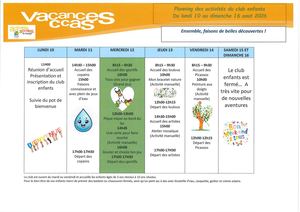 Programme Du 09 Au 15 Août 2026