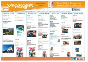 Programme D'animation Du 09 Au 15 Août 2026