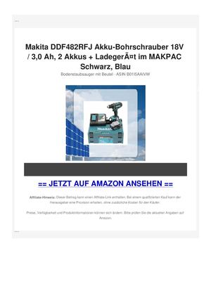 Makita DDF482RFJ Akku-Bohrschrauber 18V / 3,0 Ah, 2 Akkus + LadegerÃƒÂ¤t im MAKPAC Schwarz, Blau