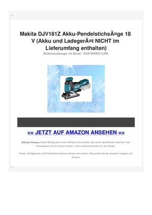 Makita DJV181Z Akku-PendelstichsÃƒÂ¤ge 18 V (Akku und LadegerÃƒÂ¤t NICHT im Lieferumfang enthalten)