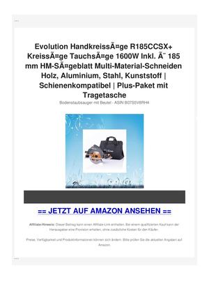 Evolution HandkreissÃƒÂ¤ge R185CCSX+ KreissÃƒÂ¤ge TauchsÃƒÂ¤ge 1600W Inkl. ÃƒÂ˜ 185 mm HM-SÃƒÂ¤geblatt Multi-Material-Schneiden Holz, Aluminium, Stahl, Kunststoff | Schienenkompatibel | Plus-Paket mit Tragetasche