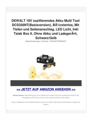 DEWALT 18V oszillierendes Akku Multi Tool DCS356NT(Basisversion), BÃƒÂ¼rstenlos, Mit Tiefen und Seitenanschlag, LED Licht, Inkl Tstak Box II, Ohne Akku und LadegerÃƒÂ¤t, Schwarz/Gelb