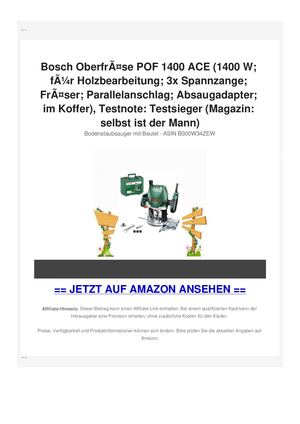 Bosch OberfrÃƒÂ¤se POF 1400 ACE (1400 W; fÃƒÂ¼r Holzbearbeitung; 3x Spannzange; FrÃƒÂ¤ser; Parallelanschlag; Absaugadapter; im Koffer), Testnote: Testsieger (Magazin: selbst ist der Mann)