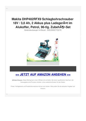 Makita DHP482RFX9 Schlagbohrschrauber 18V / 3,0 Ah, 2 Akkus plus LadegerÃƒÂ¤t im Alukoffer, Petrol, 96-tlg. ZubehÃƒÂ¶r-Set
