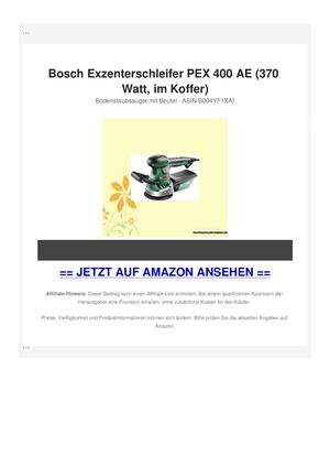 Bosch Exzenterschleifer PEX 400 AE (370 Watt, im Koffer)